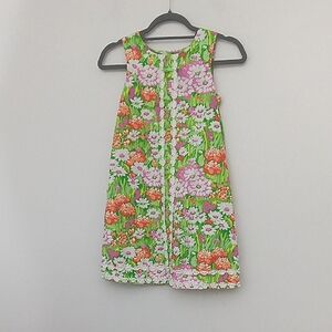 Hartstings Dress Girls Size 10 Floral Green Sleeveless Zip Up‎ Pockets Pre-owned